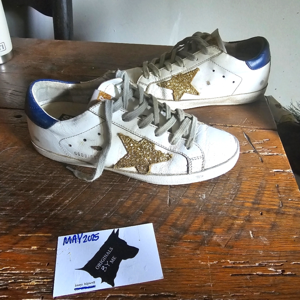 Golden Goose Sneakers with Gold Star and White Accents